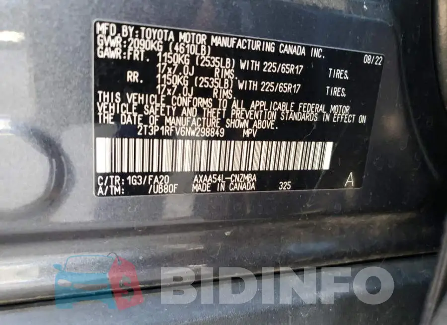 2T3P1RFV6NW298849 Photo# 12