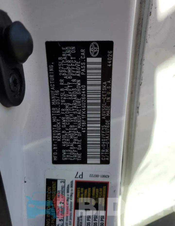 4T1BF1FK4GU260440 Photo# 12