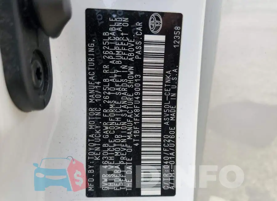 4T1BF1FK8FU490013 Photo# 13
