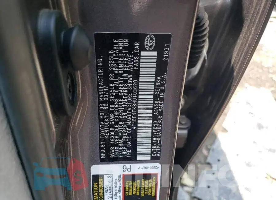 4T1BF1FK8HU403620 Photo# 12