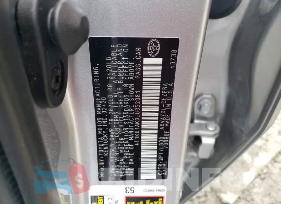 4T1K61AK0LU352081 Photo# 12