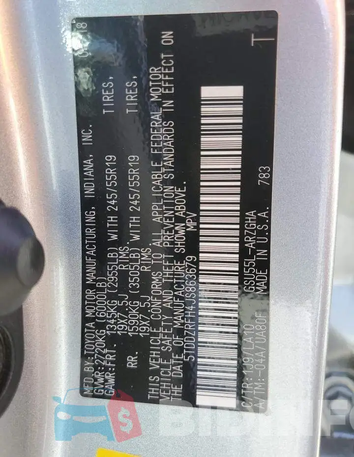 5TDDZRFH4JS863679 Photo# 12