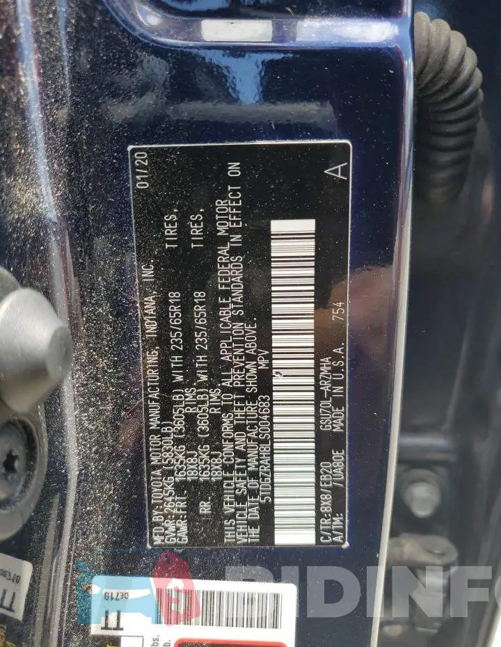 5TDGZRAH8LS004683 Photo# 13