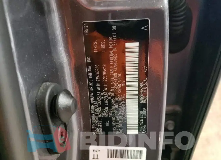 5TDGZRBH8MS145947 Photo# 13