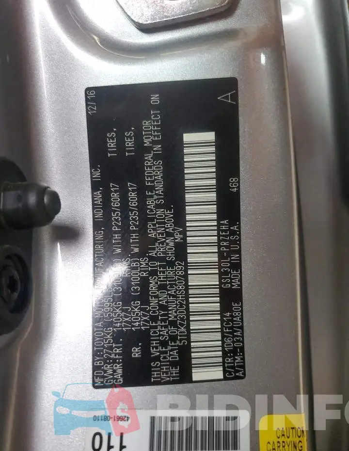 5TDKZ3DC2HS807892 Photo# 13