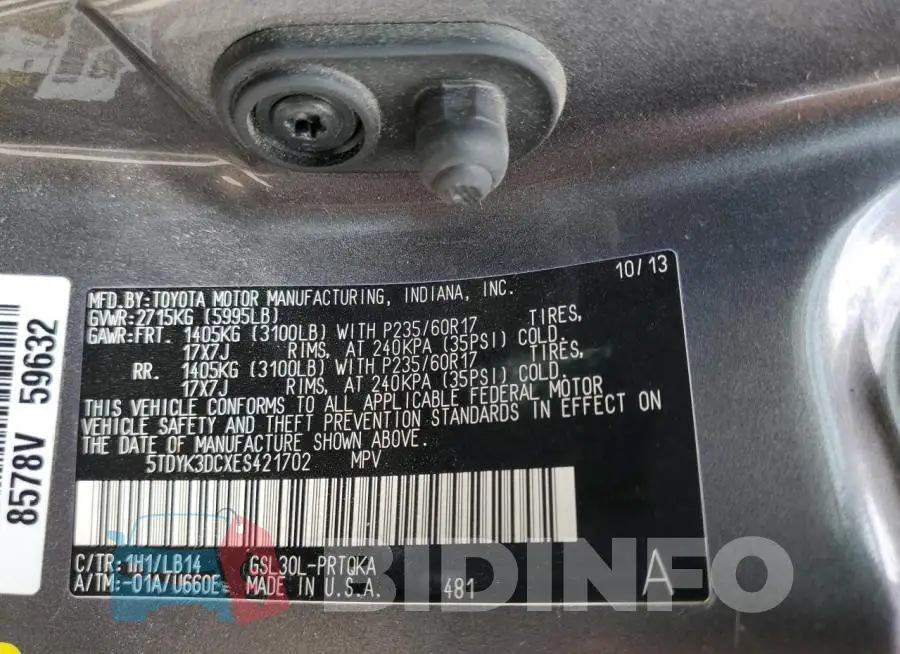 5TDYK3DCXES421702 Photo# 13