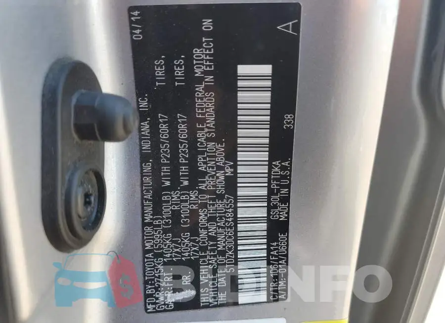 5TDZK3DC6ES484557 Photo# 13