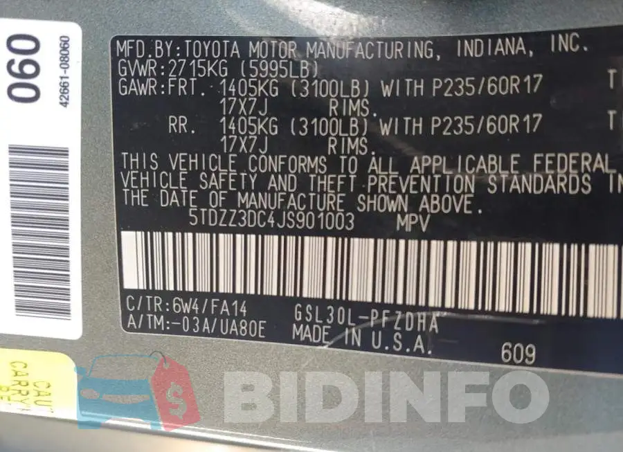 5TDZZ3DC4JS901003 Photo# 10