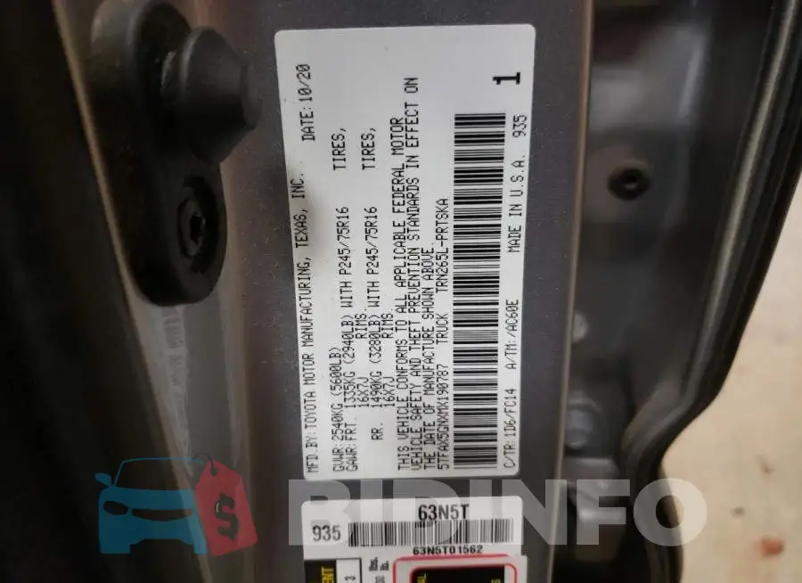 5TFAX5GNXMX190787 Photo# 10
