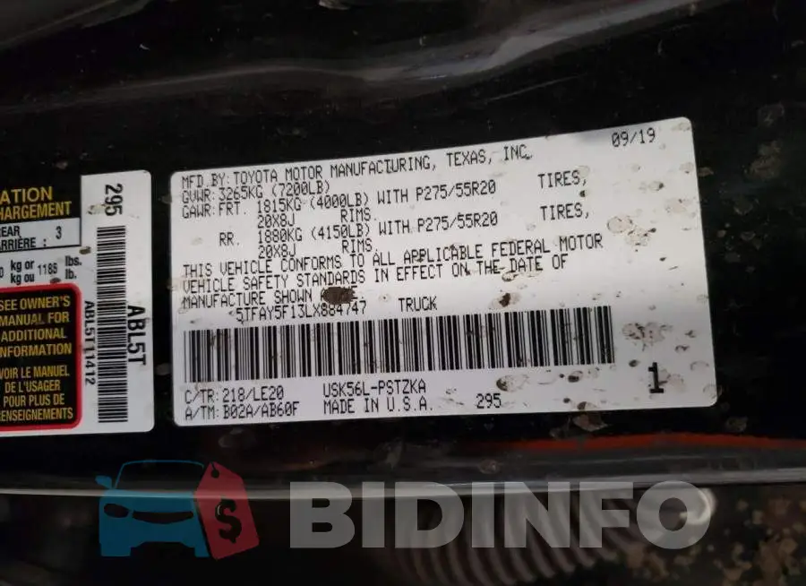 5TFAY5F13LX884747 Photo# 12