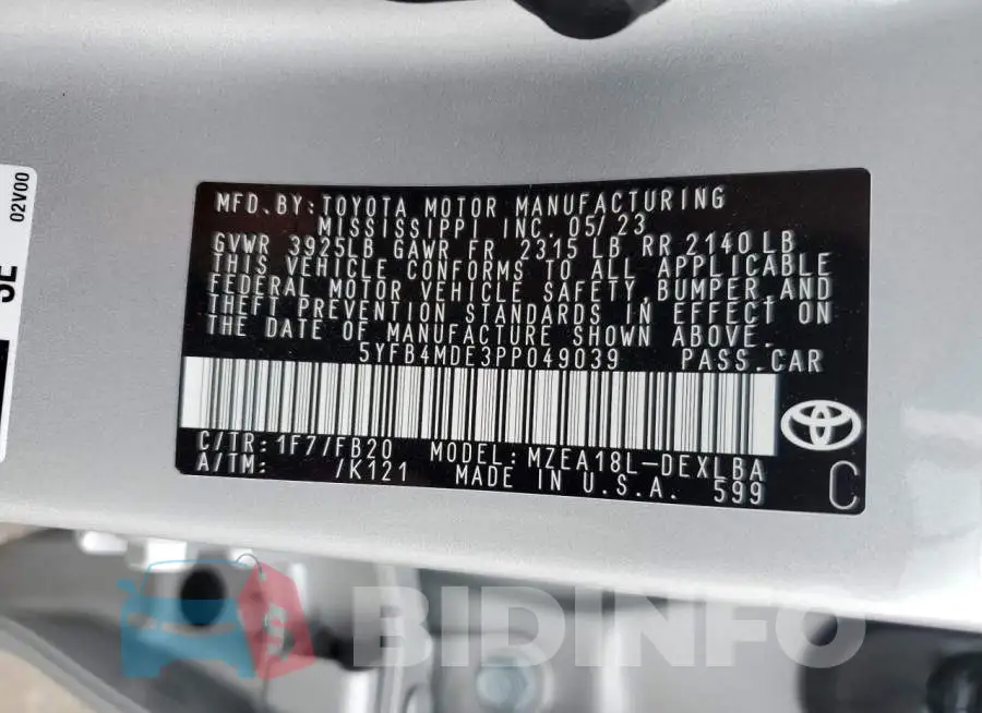 5YFB4MDE3PP049039 Photo# 13
