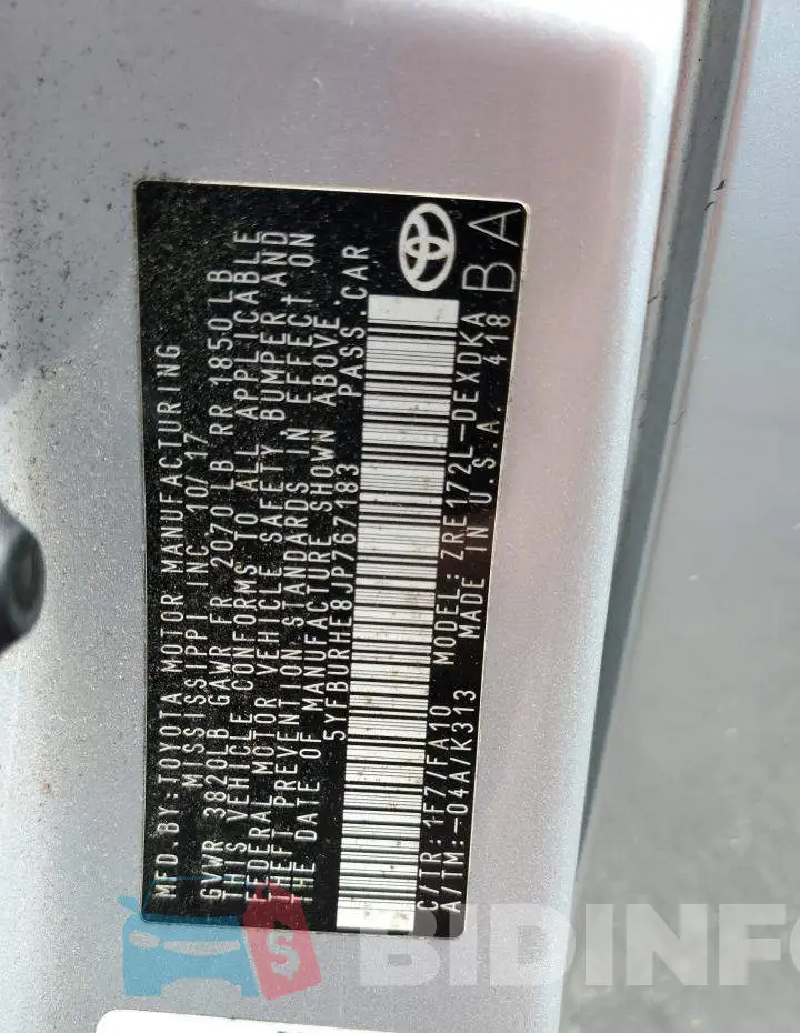 5YFBURHE8JP767183 Photo# 13