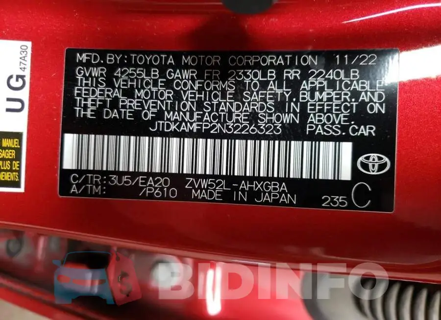 JTDKAMFP2N3226323 Photo# 12