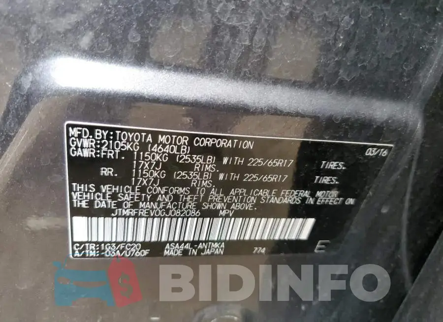 JTMRFREV0GJ082086 Photo# 13