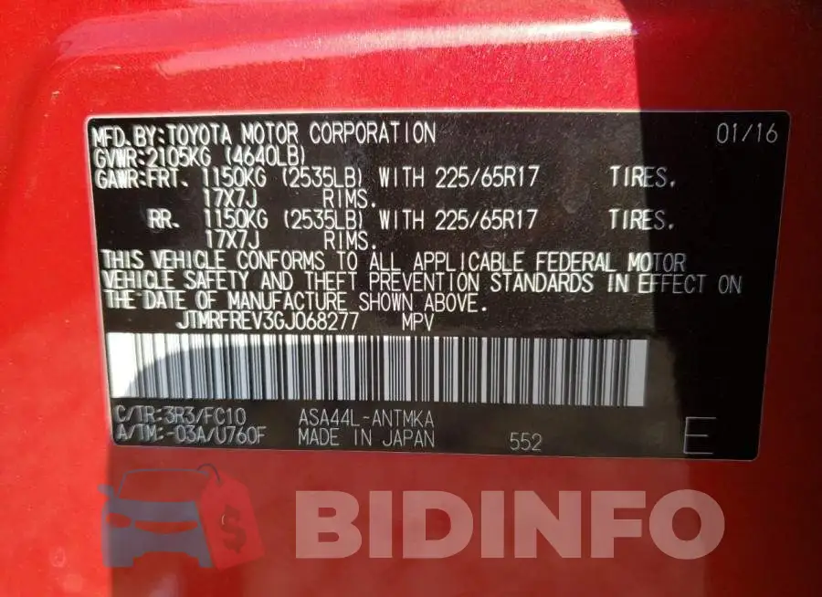 JTMRFREV3GJ068277 Photo# 13