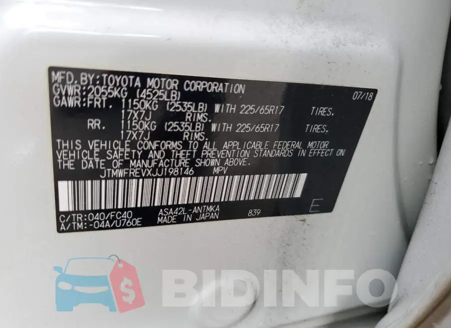 JTMWFREVXJJ198146 Photo# 13