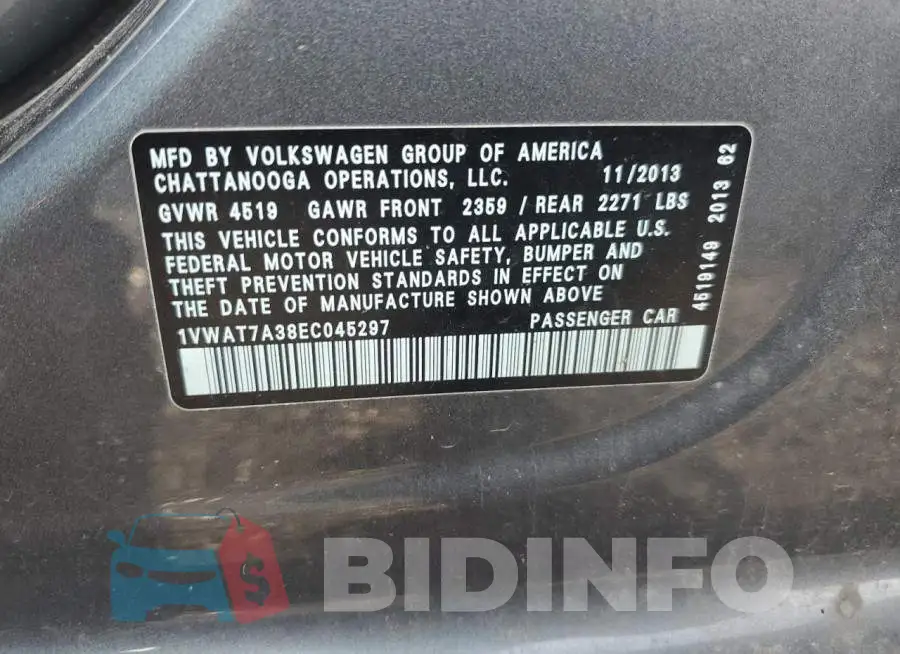 1VWAT7A38EC045297 Photo# 12