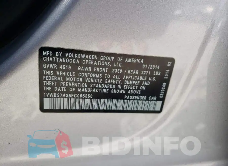 1VWBS7A35EC066356 Photo# 12