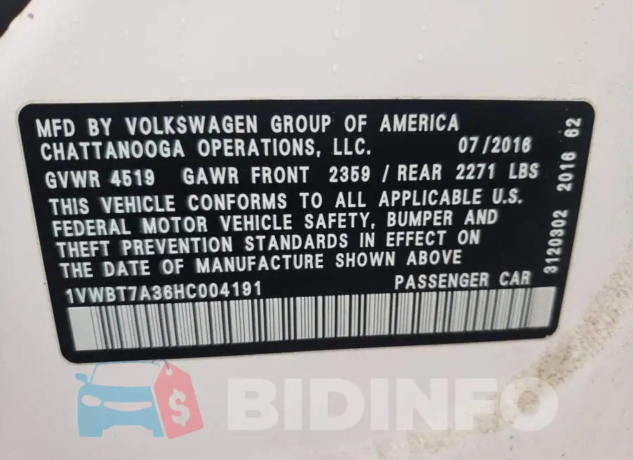 1VWBT7A36HC004191 Photo# 12
