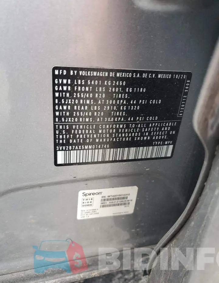 3VV2B7AX5MM014746 Photo# 13