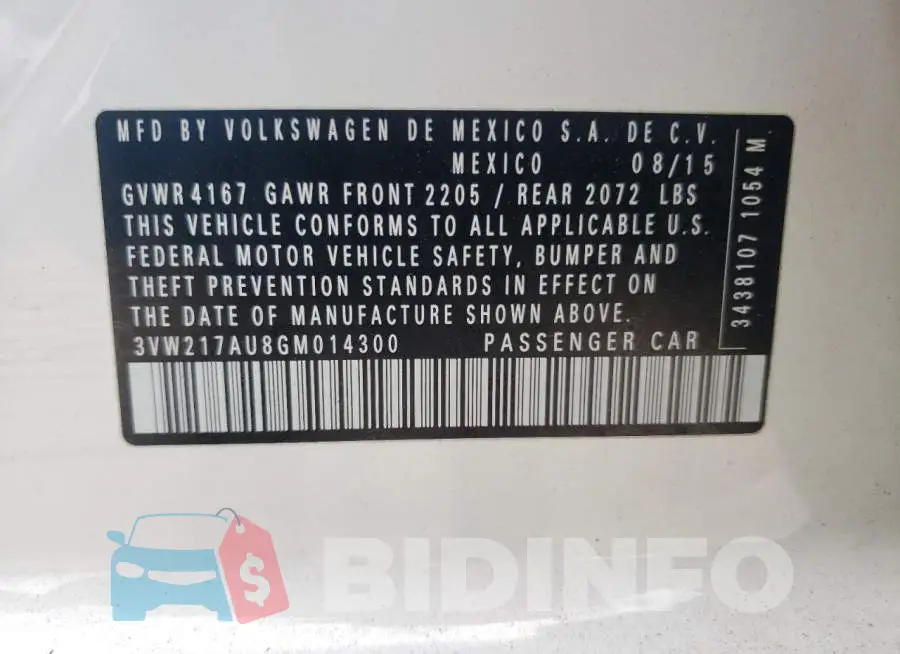 3VW217AU8GM014300 Photo# 12
