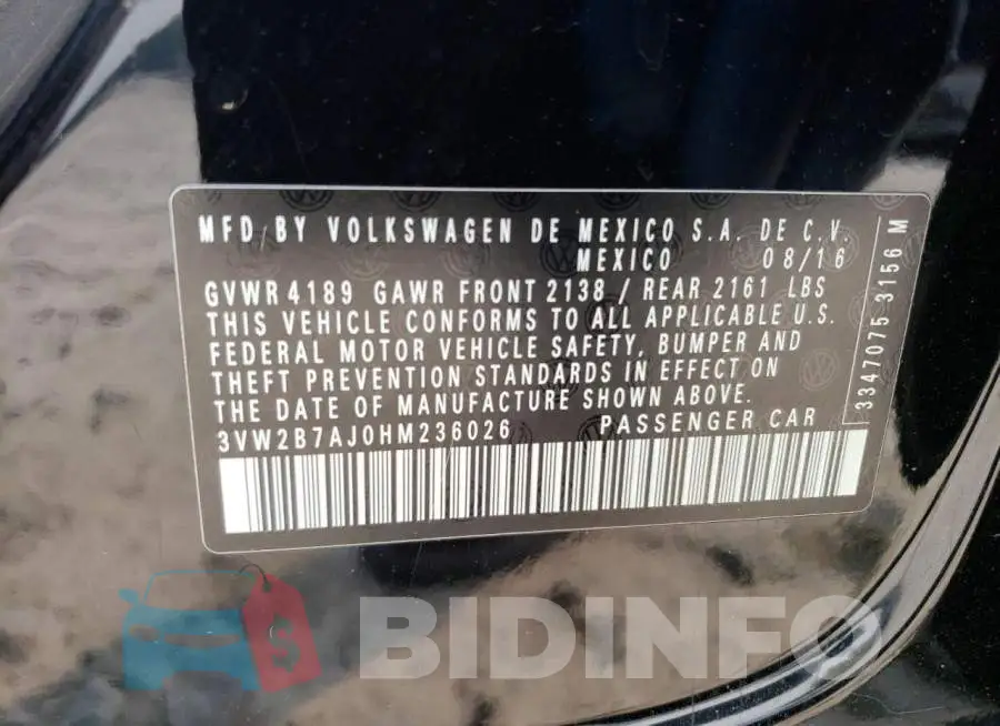 3VW2B7AJ0HM236026 Photo# 13