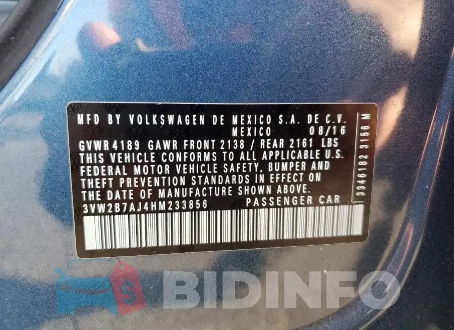 3VW2B7AJ4HM233856 Photo# 12