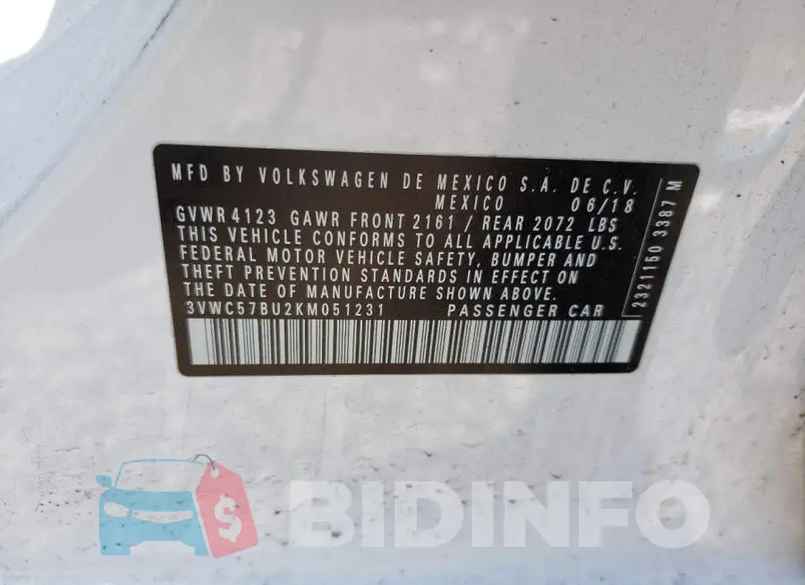 3VWC57BU2KM051231 Photo# 12