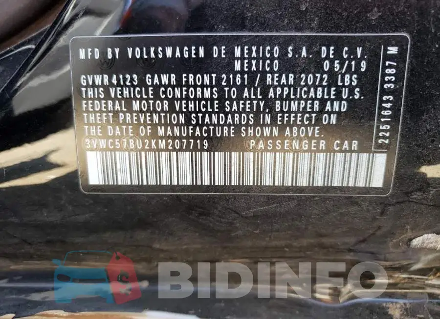 3VWC57BU2KM207719 Photo# 12