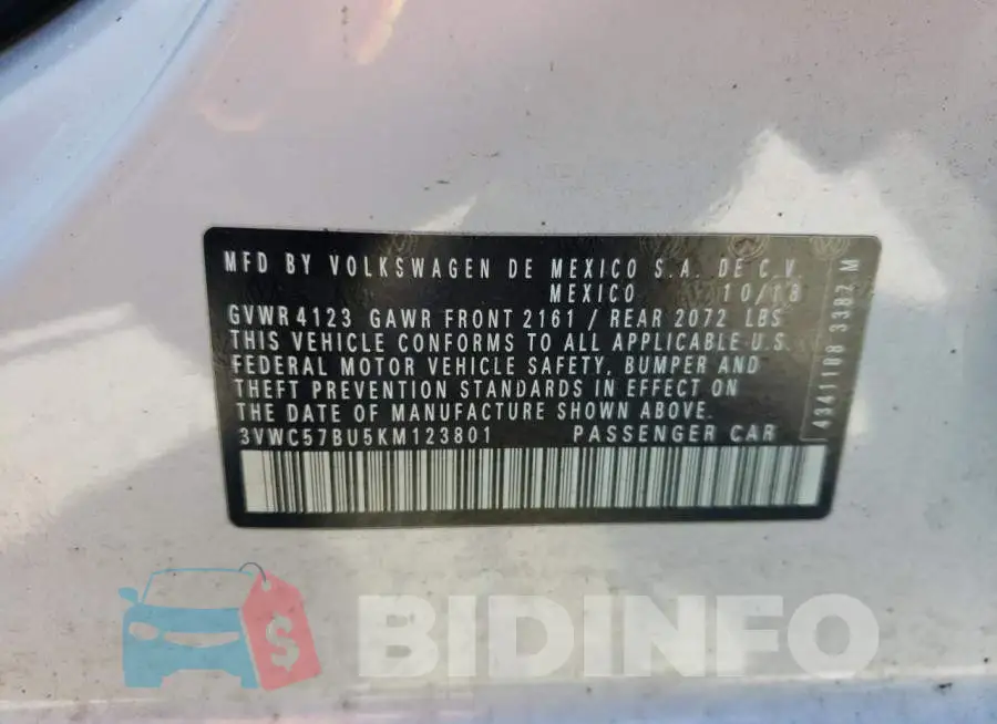 3VWC57BU5KM123801 Photo# 12