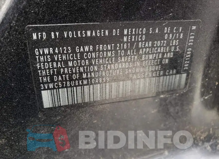 3VWC57BU8KM104899 Photo# 12