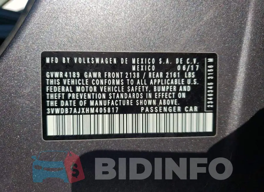 3VWDB7AJXHM405817 Photo# 12
