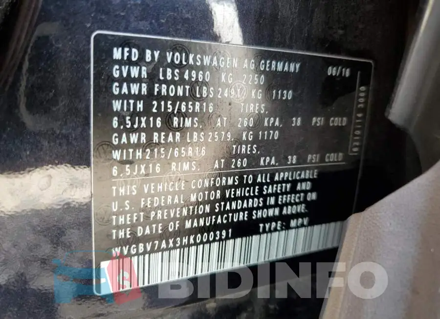 WVGBV7AX3HK000391 Photo# 13