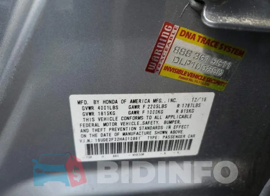 19UDE2F32HA010861 Photo# 12