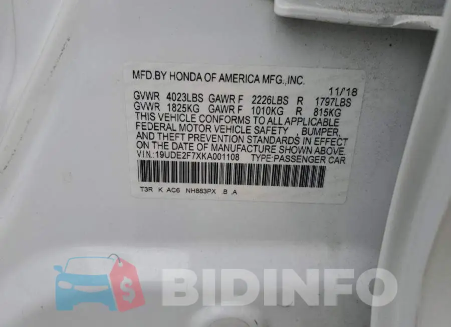 19UDE2F7XKA001108 Photo# 12