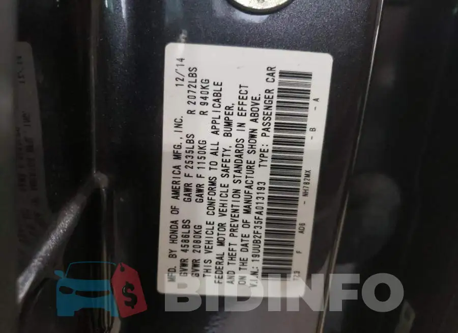 19UUB2F35FA013193 Photo# 12