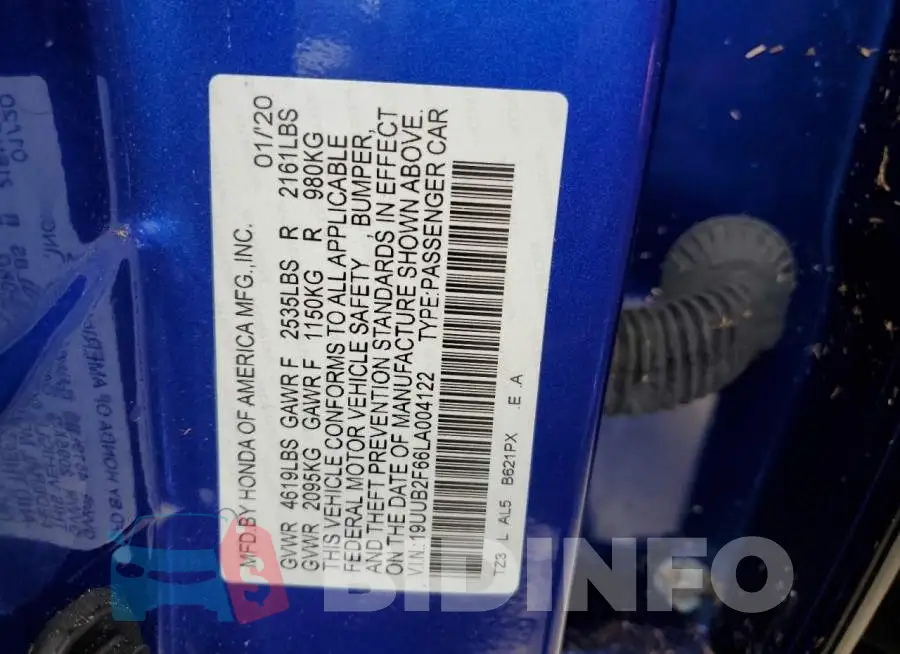 19UUB2F66LA004122 Photo# 13