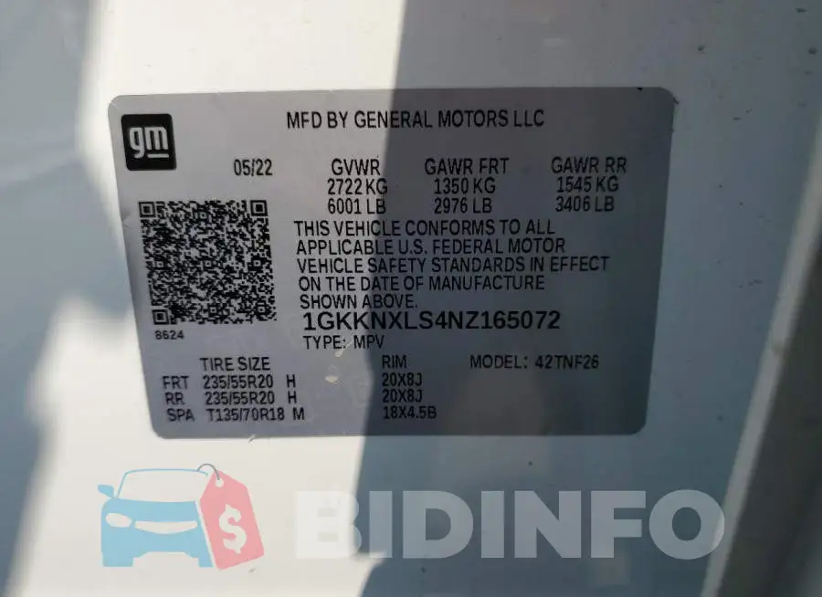 1GKKNXLS4NZ165072 Photo# 12
