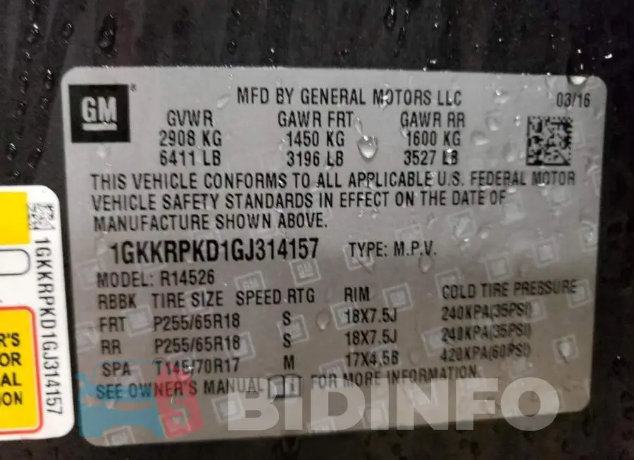1GKKRPKD1GJ314157 Photo# 13