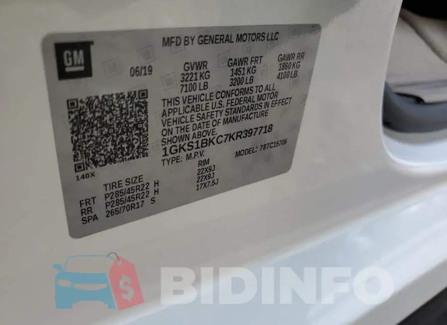 1GKS1BKC7KR397718 Photo# 13
