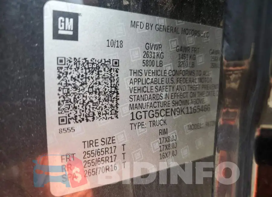 1GTG5CEN9K1165466 Photo# 12