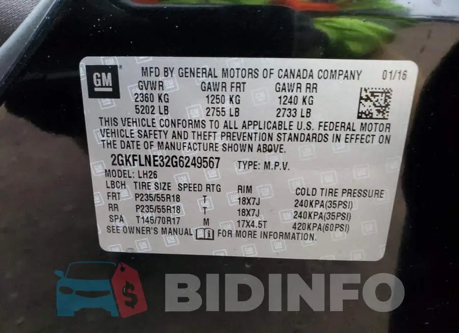 2GKFLNE32G6249567 Photo# 12