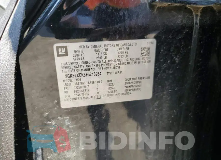 2GKFLXEK3F6213954 Photo# 12