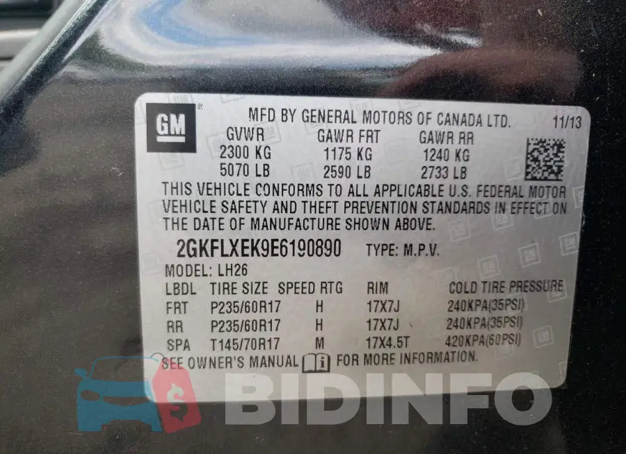 2GKFLXEK9E6190890 Photo# 12