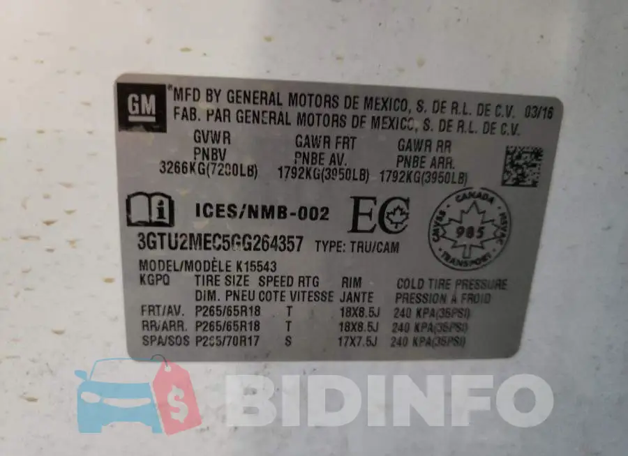 3GTU2MEC5GG264357 Photo# 12