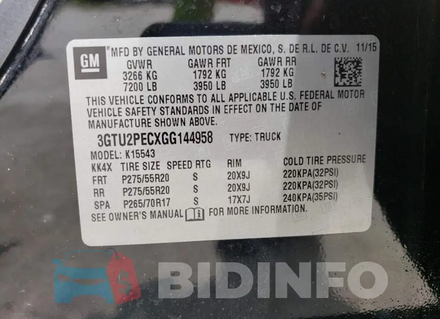 3GTU2PECXGG144958 Photo# 12