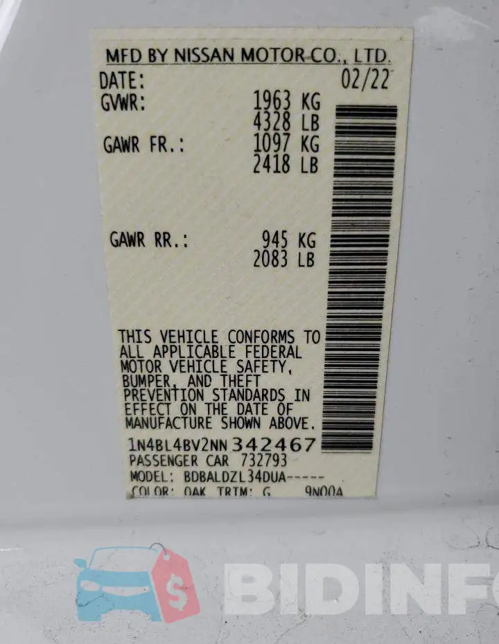1N4BL4BV2NN342467 Photo# 13