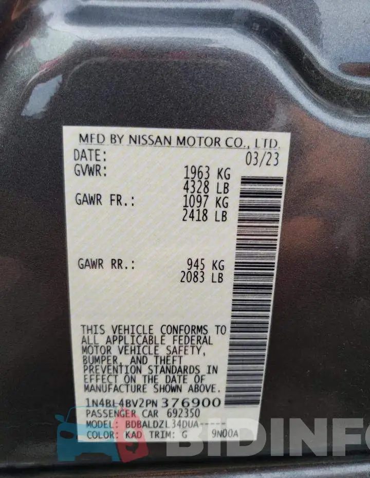1N4BL4BV2PN376900 Photo# 13