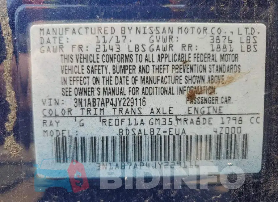 3N1AB7AP4JY229116 Photo# 13