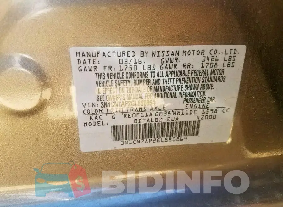 3N1CN7AP2GL880864 Photo# 10